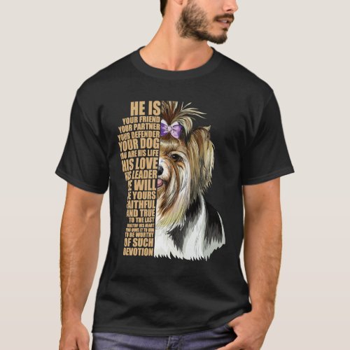 Biewer Terrier Dog Cute Drawing Inspirational For  T_Shirt