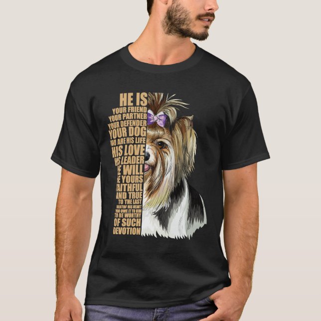 Biewer Terrier Dog Cute Drawing Inspirational For  T-Shirt (Front)