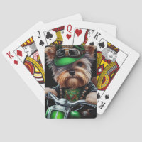 Biewer Terrier Dog Driving Bike St. Patrick's Day 