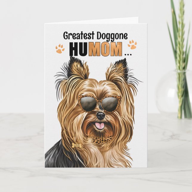 Biewer Terrier Dog Greatest HuMOM Mother's Day Holiday Card (Front)