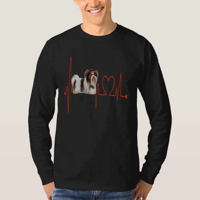 Biewer Terrier Dog Heartbeat EKG My Dogs Are My Ca T-Shirt (Front)