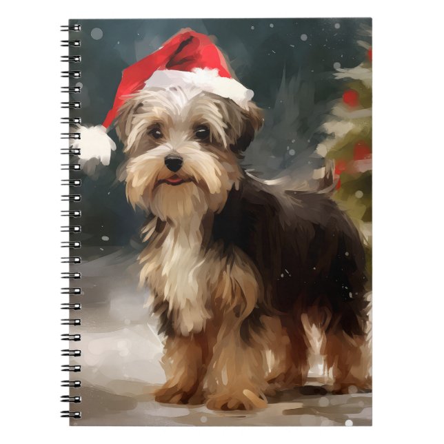 Biewer Terrier Dog in Snow Christmas  Notebook (Front)