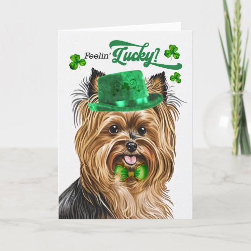 Biewer Terrier Dog Lucky St Patricks Day Holiday Card