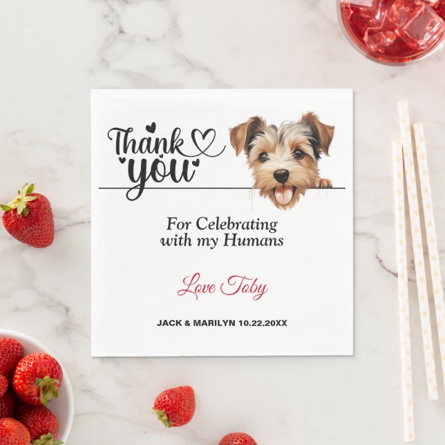 Biewer Terrier Dog Photo Wedding Napkins (Insitu)