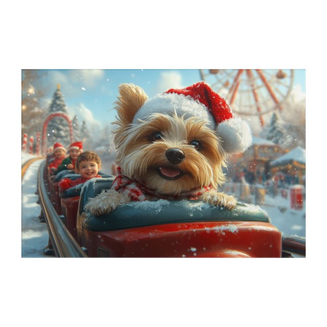 Biewer Terrier Dog Roller Coaster Christmas  Acrylic Print (Front)
