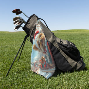 Biewer Terrier Dog Roller Coaster Christmas  Golf Towel