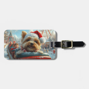 Biewer Terrier Dog Roller Coaster Christmas  Luggage Tag