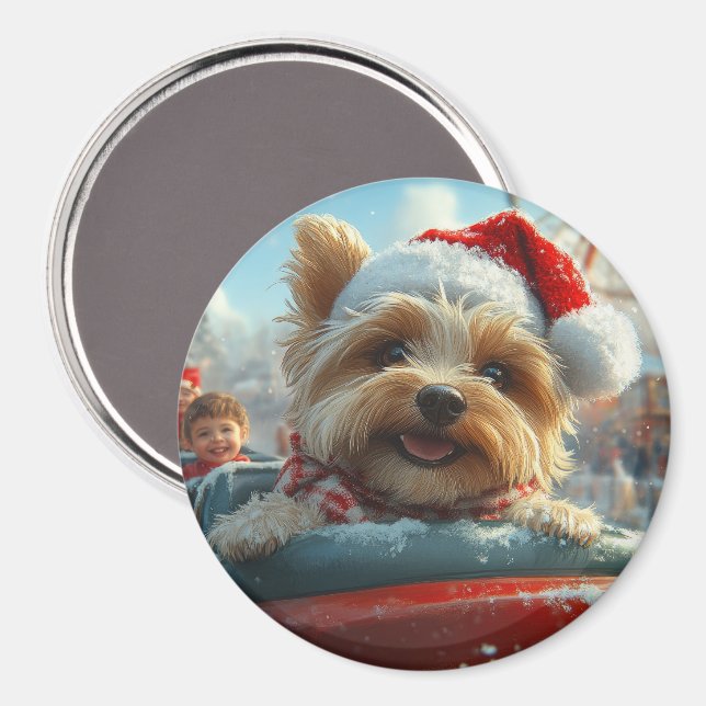 Biewer Terrier Dog Roller Coaster Christmas  Magnet (Front/Back)