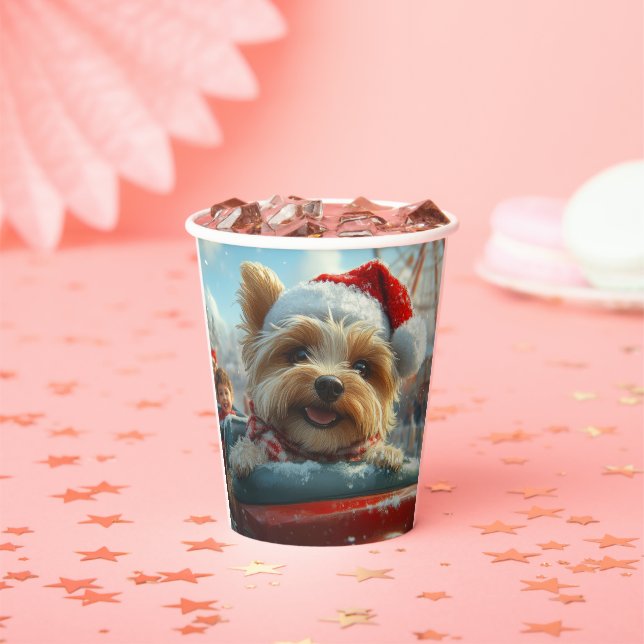 Biewer Terrier Dog Roller Coaster Christmas  Paper Cups (Insitu)