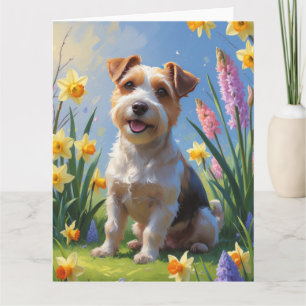 Biewer Terrier Dog Spring Flowers Painting Card