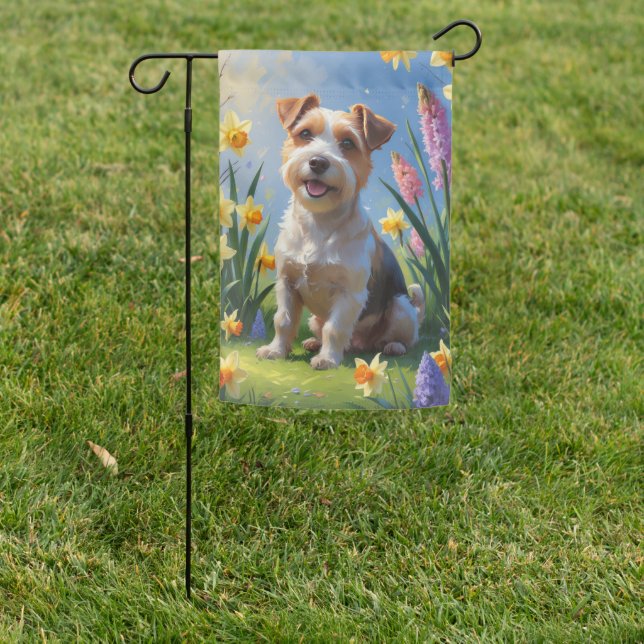 Biewer Terrier Dog Spring Flowers Painting  Garden Flag (In SItu)