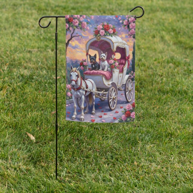 Biewer Terrier Dog Valentine's Day Garden Flag (In SItu)