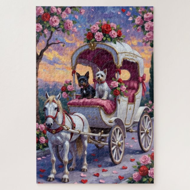 Biewer Terrier Dog Valentine's Day Jigsaw Puzzle (Vertical)