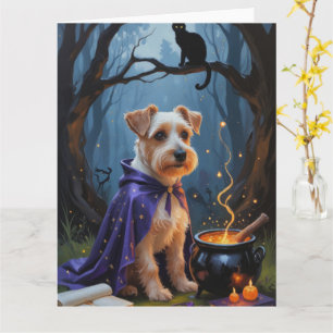 Biewer Terrier Dog Whimsical Halloween Painting Card