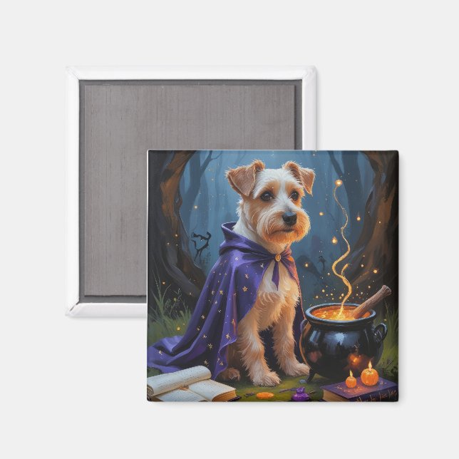 Biewer Terrier Dog Whimsical Halloween Painting Magnet (Front/Back)