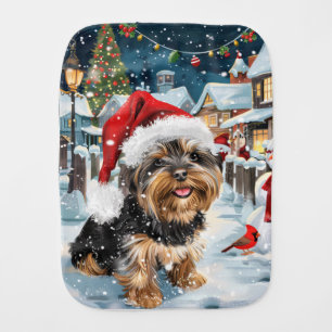 Biewer Terrier Dog Winter Wonderland Christmas Joy Baby Burp Cloth