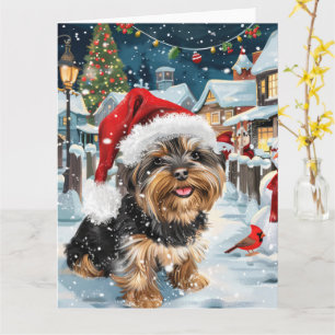 Biewer Terrier Dog Winter Wonderland Christmas Joy Card