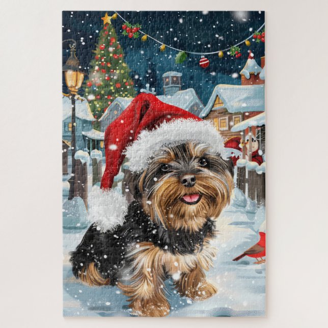 Biewer Terrier Dog Winter Wonderland Christmas Joy Jigsaw Puzzle (Vertical)