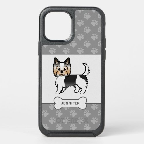 Biewer Terrier Dog With Paws Dog Bone  Name OtterBox Symmetry iPhone 12 Case