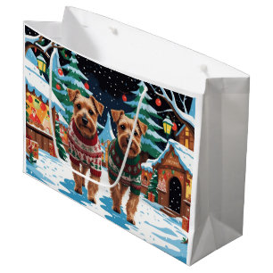 Biewer Terrier Dogs Christmas Snow Holiday Large Gift Bag
