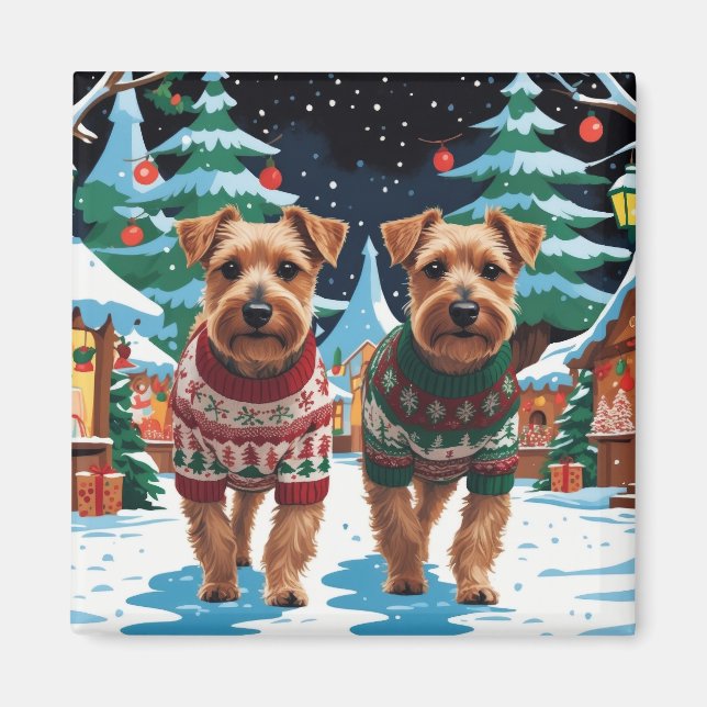 Biewer Terrier Dogs Christmas Snow Holiday Magnet (Front)