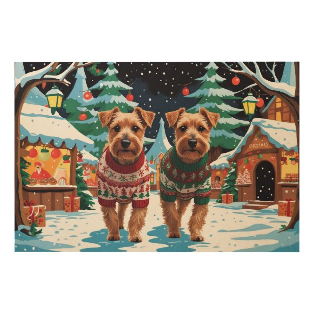 Biewer Terrier Dogs Christmas Snow Holiday Wood Wall Art (Front)