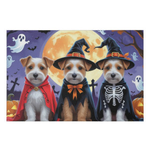 Biewer Terrier Dogs Pumpkin Halloween Funny Faux Canvas Print