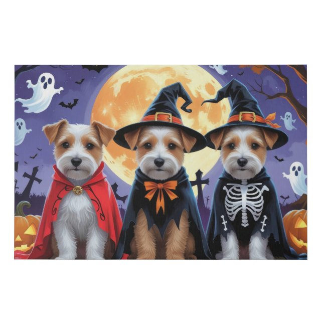 Biewer Terrier Dogs Pumpkin Halloween Funny Faux Canvas Print (Front)