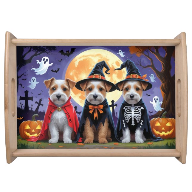 Biewer Terrier Dogs Pumpkin Halloween Funny Serving Tray (Front)