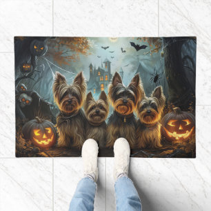 Biewer Terrier Halloween Night Doggy Delight  Doormat