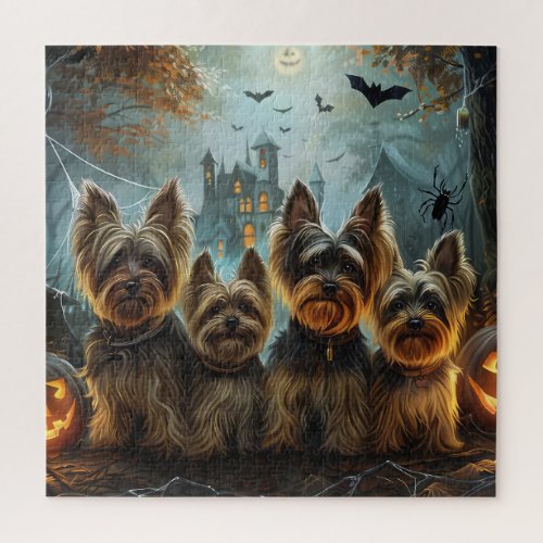 Biewer Terrier Halloween Night Doggy Delight  Jigsaw Puzzle