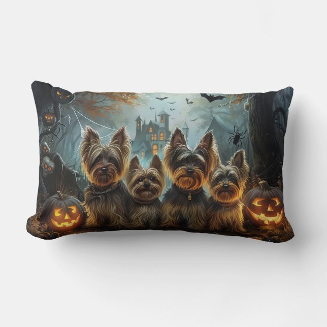 Biewer Terrier Halloween Night Doggy Delight  Lumbar Pillow (Front)