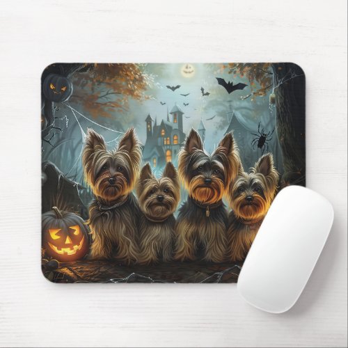 Biewer Terrier Halloween Night Doggy Delight  Mouse Pad