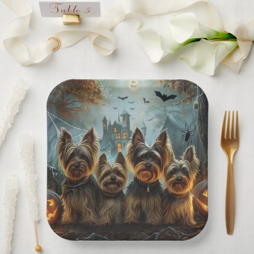 Biewer Terrier Halloween Night Doggy Delight  Paper Plates