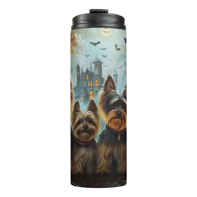 Biewer Terrier Halloween Night Doggy Delight  Thermal Tumbler (Front)