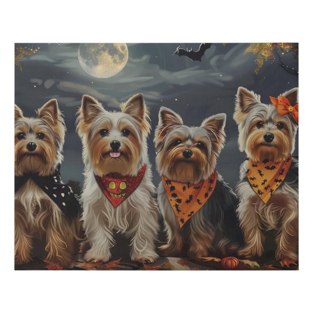 Biewer Terrier Halloween Spooky  Faux Canvas Print (Front)