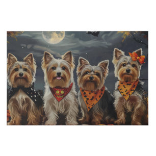 Biewer Terrier Halloween Spooky  Faux Canvas Print