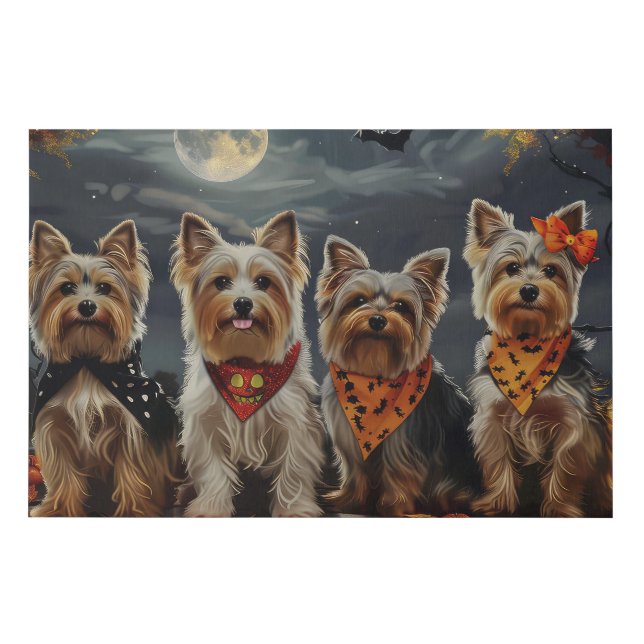 Biewer Terrier Halloween Spooky  Faux Canvas Print (Front)