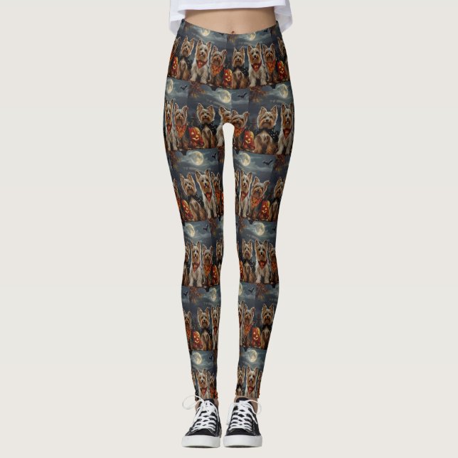 Biewer Terrier Halloween Spooky  Leggings (Front)
