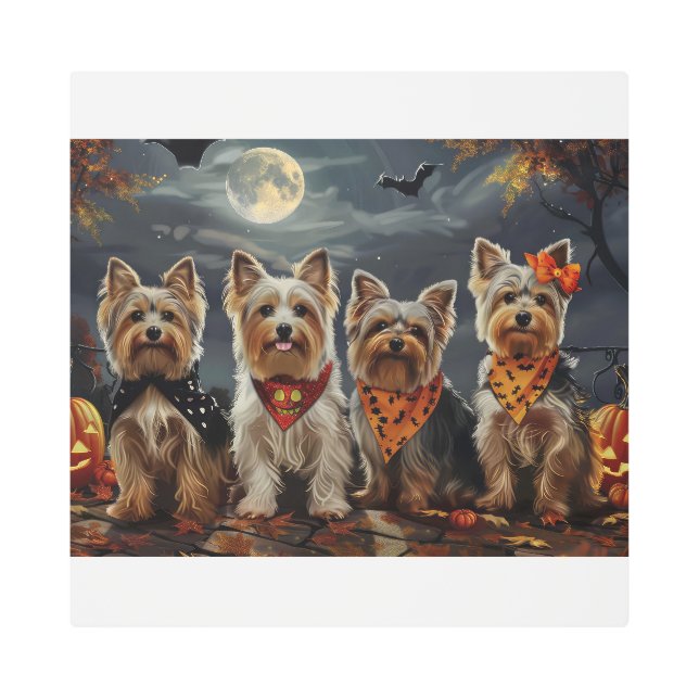 Biewer Terrier Halloween Spooky  Metal Print (Front)