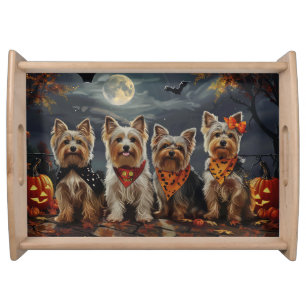 Biewer Terrier Halloween Spooky  Serving Tray