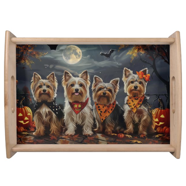 Biewer Terrier Halloween Spooky  Serving Tray (Front)