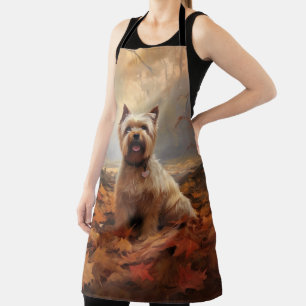 Biewer Terrier in Autumn Leaves Fall Inspire Apron