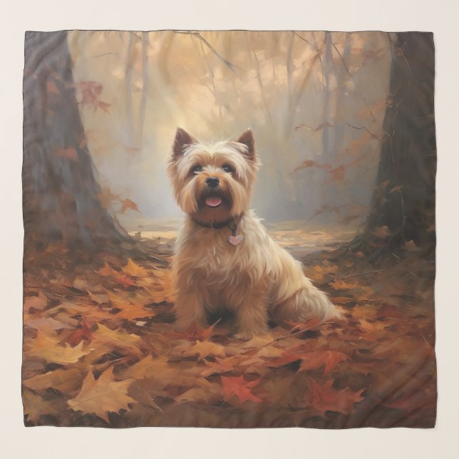 Biewer Terrier in Autumn Leaves Fall Inspire Scarf (Front)