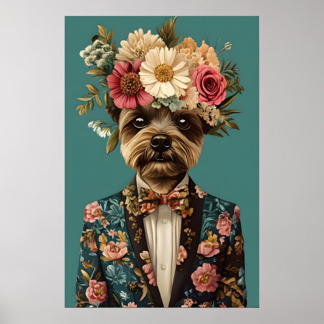 Biewer Terrier In Suit Poster, Biewer Terrier Poster (Front)