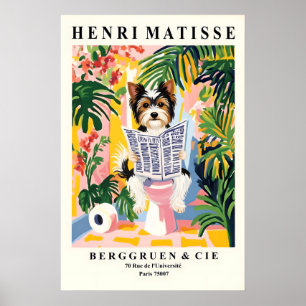 Biewer Terrier On a Toilet - Funny Matisse Print