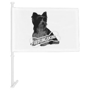Biewer Terrier portrait, funny saying Classic T-Sh Car Flag