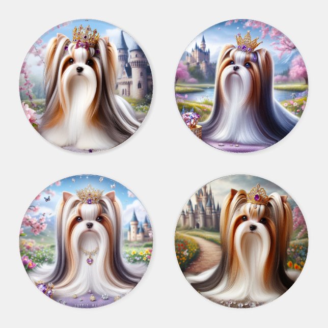 Biewer Terrier Princess Coaster Set (Set)