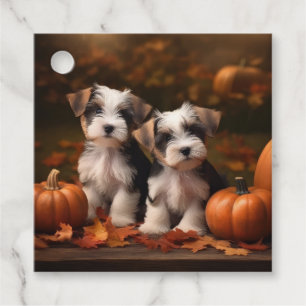 Biewer Terrier Puppy Autumn Delight Pumpkin  Favor Tags