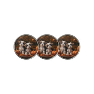 Biewer Terrier Puppy Autumn Delight Pumpkin Golf Ball Marker